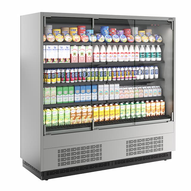 Витрина холодильная Carboma FC20-07 VM 1,9-1 0030 боковина металлическая с зеркалом (9006-9005) Cube 2 LIGHT фронт X0