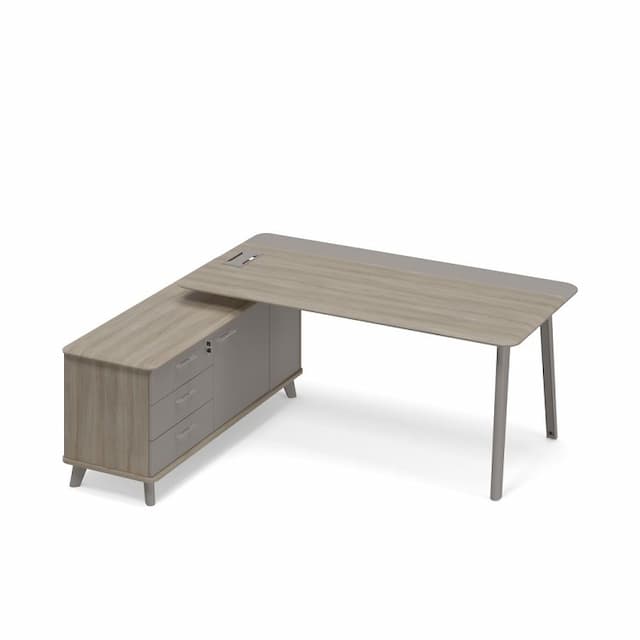 Стол комбинированный левый с тумбой (тип 1) Юнитекс ТМ М1 101 ВЛ ВЛ/МП МП вяз либерти (корпус, столешница, топ) / мокко премиум (фасад)