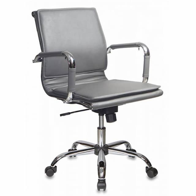 Кресло руководителя Бюрократ CH-993-Low серый эко.кожа низк.спин. крестов. металл хром